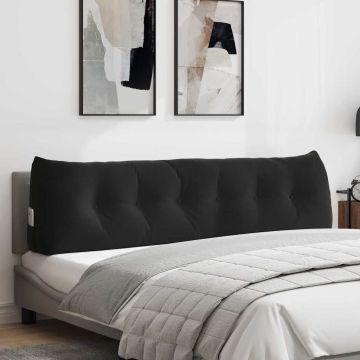 Cuscino per Schiena Nero 180 x 24 x 50 cm Velluto