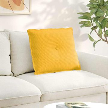 Cuscino per Schiena Giallo Chiaro 60 x 50 cm Tessuto in Cords