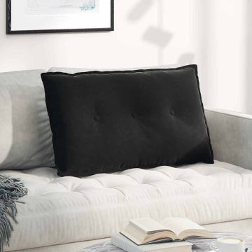 Cuscino per Schiena Nero 80 x 50 cm Tessuto in Cords