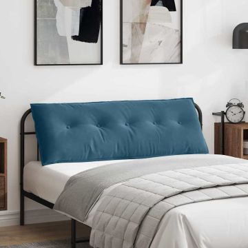 Cuscino per Schiena Blu 140 x 50 cm Tessuto in Cords