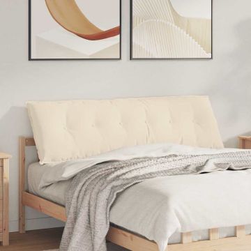 Cuscino per Schiena Beige 160 x 50 cm Tessuto in Microfibra