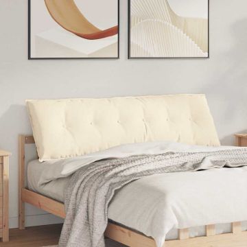 Cuscino per Schiena Crema 160 x 50 cm Tessuto in Cords