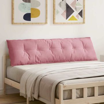 Cuscino per Schiena Rosa 180 x 50 cm Tessuto in Cords