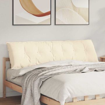 Cuscino per Schiena Crema 180 x 50 cm Tessuto in Cords