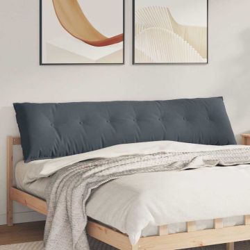 Cuscino per Schiena Grigio Scuro 200 x 50 cm Tessuto in Cords