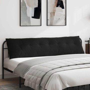 Cuscino per Schiena Nero 200 x 50 cm Tessuto in Cords