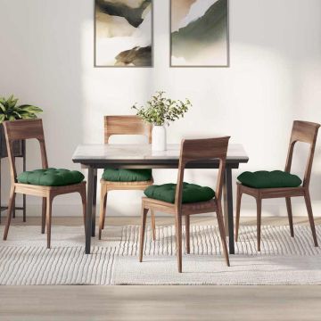 Cuscini per Seduta 4 pz Tessuto in Cords Verde Scuro 40 x 40 cm