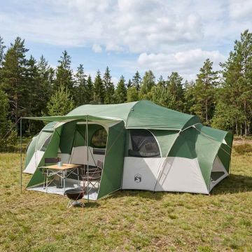 Tenda familiare con telo da pioggia resistente all'acqua Verde