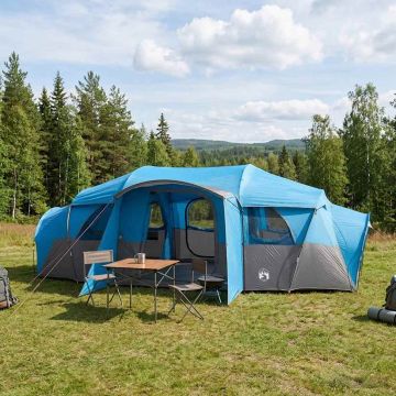 Tenda familiare con telo da pioggia resistente all'acqua Blu