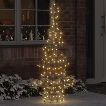 Albero di Natale 160 LED Bianco caldo 150 cm Rattan