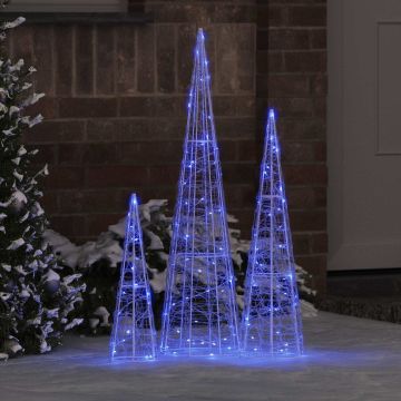 Albero di Natale 3 pz 90 LED Blu 20 x 20 x 80 cm Acrilico