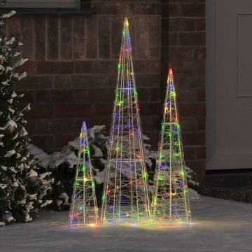 Albero di Natale 3 pz Multicolore 20 x 20 x 80 cm Acrilico