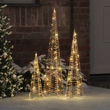 Albero di Natale 3 pz 90 LED Bianco caldo 20 x 20 x 80 cm PET