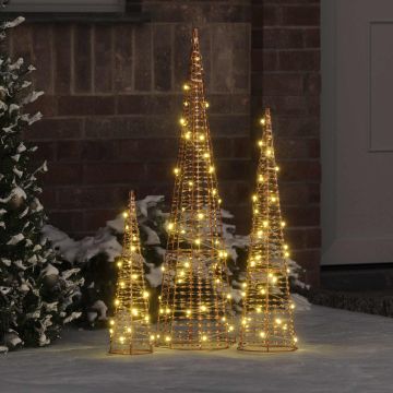 Albero di Natale 3 pz 90 LED Bianco caldo 20 x 20 x 80 cm PET