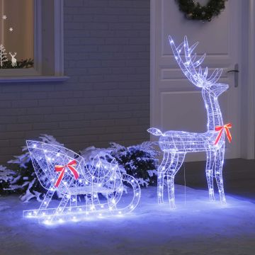 Slitta trainata da renna Blu 70 x 24 x 128 cm Acrilico 200 LED
