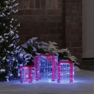 Decorazione Scatola Regalo 3 pz Blu 20 x 20 x 21 cm Acrilico