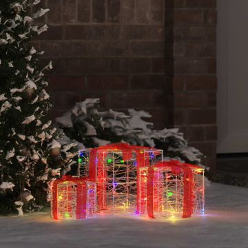 Scatola Regalo 3 pz 60 LED Multicolore 20 x 20 x 20 cm Acrilico