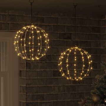 Palla 2 pz Bianco caldo 30 x 30 x 32 cm Metallo 192 LED