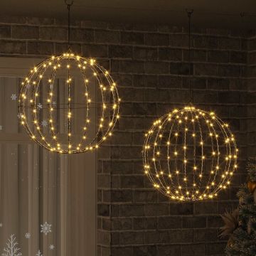 Palla 2 pz Bianco caldo 50 x 50 x 52 cm Metallo 320 LED