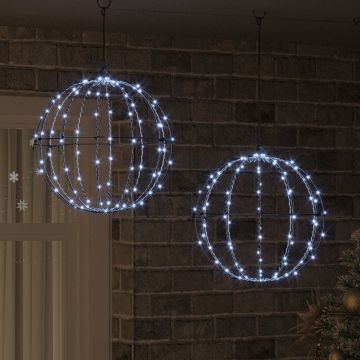 Palla 2 pz Bianco freddo 40 x 40 x 42 cm Metallo 192 LED