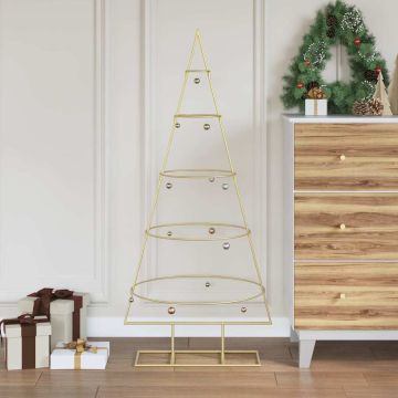 Albero di Natale in metallo con supporto Oro 125 cm