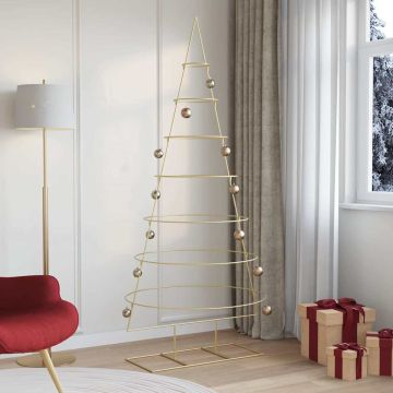 Albero di Natale in metallo con supporto Oro 209 cm