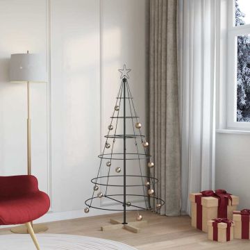 Albero a Cono di Natale con supporto Nero 154 cm Acciaio