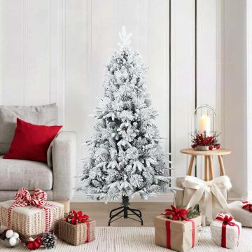 Albero di Natale Artificiale Snodato Foderato di Neve Bianco