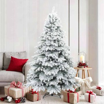Albero di Natale Artificiale Snodato Foderato di Neve Bianco
