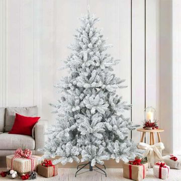 Albero di Natale Artificiale Snodato Foderato di Neve Bianco