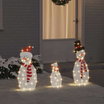 Familia di Pupazzi di Neve Illuminati 3 pz Bianco caldo