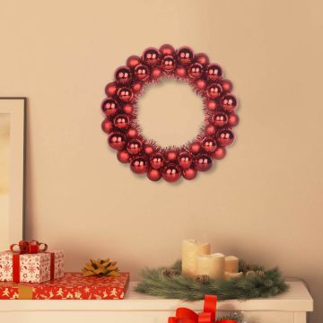 Corone di Palline di Natale 2 pz Rosso 33 x 33 x 7 cm