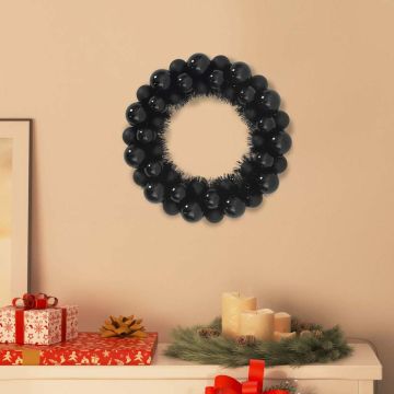 Corone di Palline di Natale 2 pz Nero 33 x 33 x 7 cm