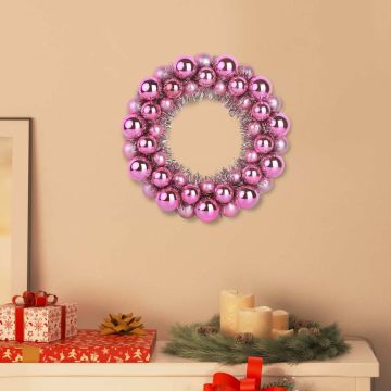 Corone di Palline di Natale 2 pz Rosa 33 x 33 x 7 cm