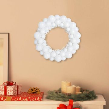 Corone di Palline di Natale 2 pz Bianco 33 x 33 x 7 cm