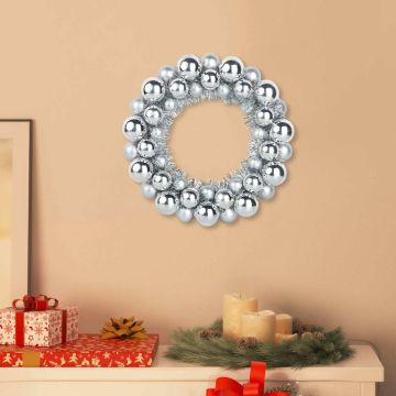 Corone di Palline di Natale 2 pz Argento 33 x 33 x 7 cm