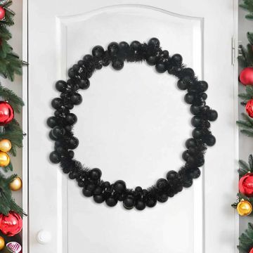 Ghirlanda di Palline di Natale LED Nero 186 cm Polistirolo