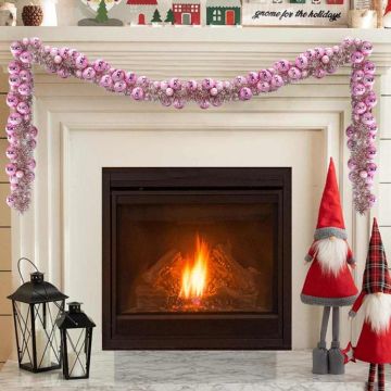 Ghirlanda di Palline di Natale LED Rosa 186 cm Polistirolo
