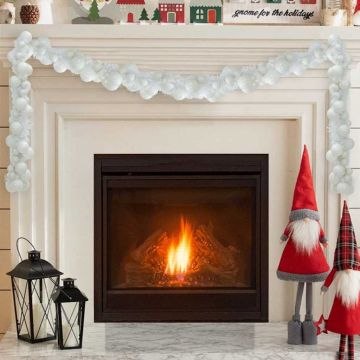 Ghirlanda di Palline di Natale LED Bianco 186 cm Polistirolo