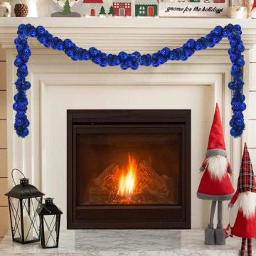 Ghirlanda di Palline di Natale LED Blu 186 cm Polistirolo