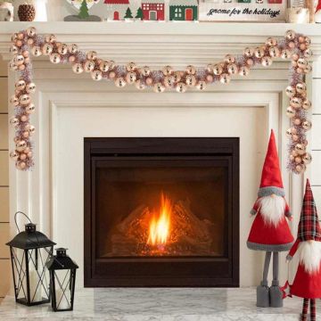 Ghirlanda di Palline di Natale LED Oro rosa 186 cm Polistirolo