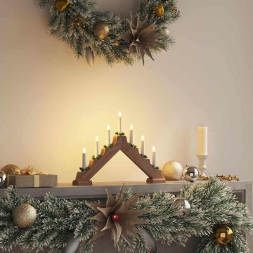Ponte con Candele di Natale 7 LED Bianco caldo 39.5 x 5 x 29 cm