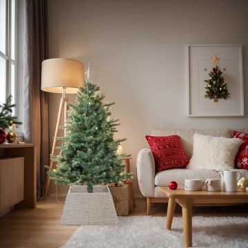 Collare per Albero di Natale Quadrato Bianco 70 x 70 x 28 cm