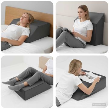 Cuscino per Gambe 63 x 52 x 19 cm Duro Schiuma PU Grigio