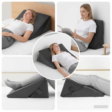Cuscino a Wedge Grigio 55 x 55 x 26 cm Schiuma Memory
