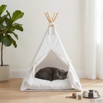 Tenda per animali con cuscino Bianco 40 x 40 x 50 cm Poliestere