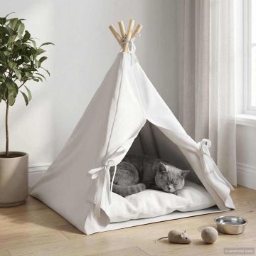 Tenda per animali con cuscino Bianco 60 x 60 x 70 cm Poliestere