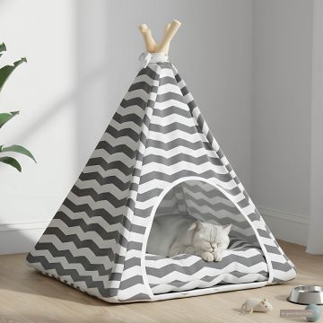 Tenda per animali con cuscino Bianco e Grigio 50 x 50 x 60 cm