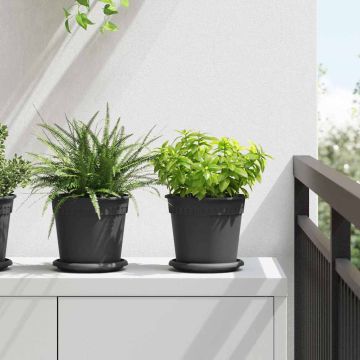 Vaso Rotondo per Fiori 24 pz Nero Ø 19 x 16 cm Plastica