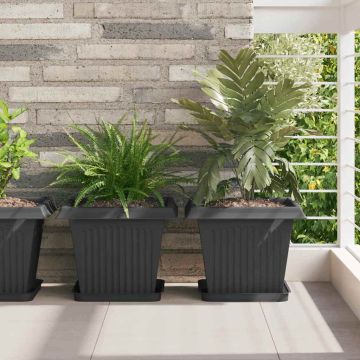 Vaso quadrato per fiori 24 pz Nero 33 x 33 x 26 cm Plastica